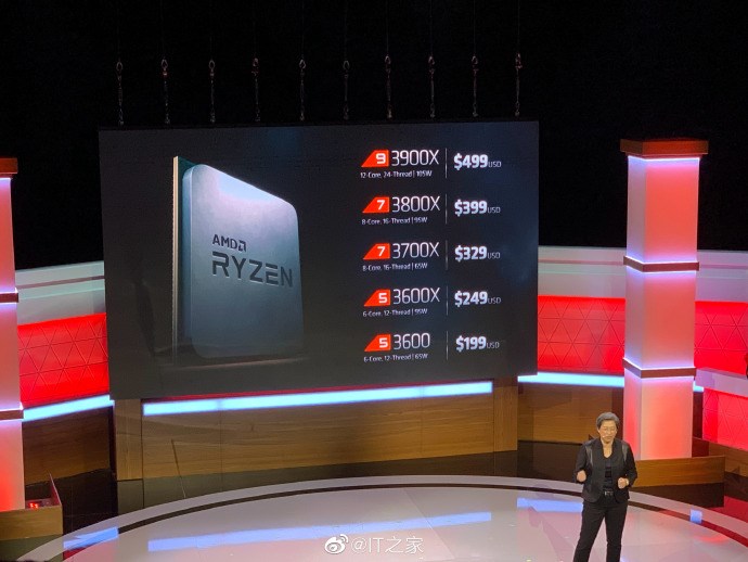AMD锐龙三代处理器价格公布 3900X售价499美元