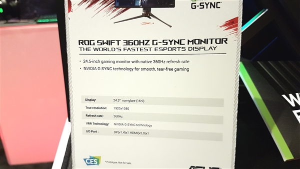 NVIDIA推出G-Sync Esports电竞显示器：360Hz刷新率、华硕ROG拿下首发