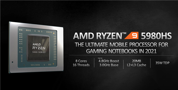AMD正式发布锐龙5000U/H：Zen3飞升、两天不用充电！