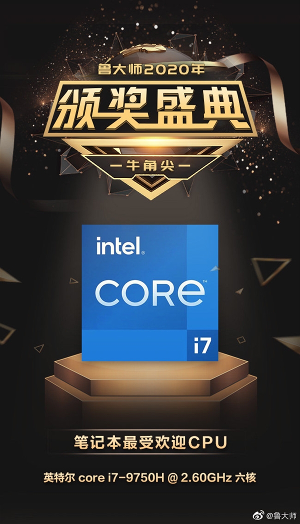 鲁大师发布2020最受欢迎CPU大奖：Intel 9代酷睿包圆