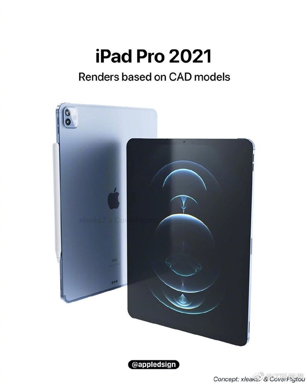 iPad Pro 2021渲染图曝光：Mini LED+全面屏设计 视觉效果拉满