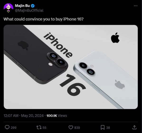 iPhone 16渲染图出炉：竖排双摄 重回iPhone X时代