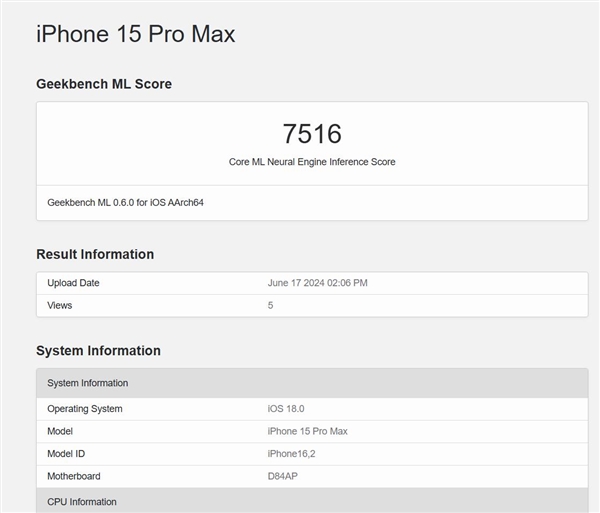 iPhone 15 Pro Max喜提iOS 18：神经网络引擎性能提升明显