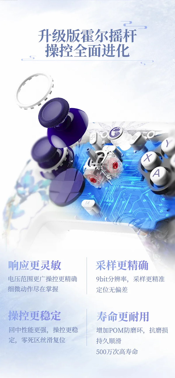 119.9元 盖世小鸡发布《古剑奇谭3》云无月款手柄 1000Hz回报率操作丝滑