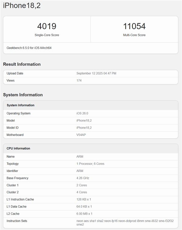 苹果A19 Pro单核成绩突破4000分:史无前例