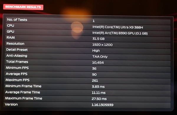 英特尔锐炫B390游戏实测 相当惊艳的游戏体验