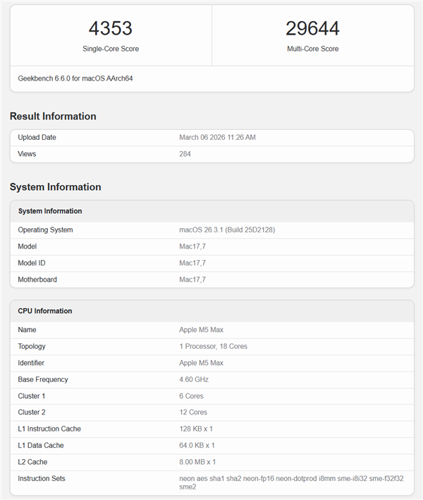18核干掉96核!苹果M5 Max完虐AMD旗舰撕裂者9995WX