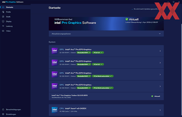 Intel锐炫Pro B70四卡并联首测!功耗达720W