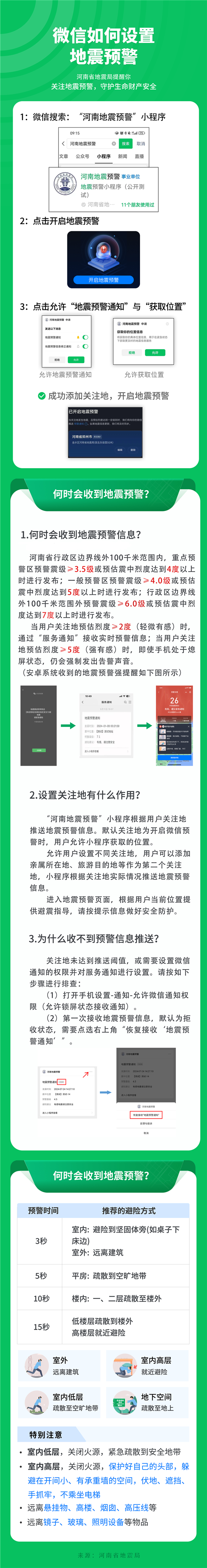 全省提醒！河南将发送地震预警公益短信：微信一键开启提醒