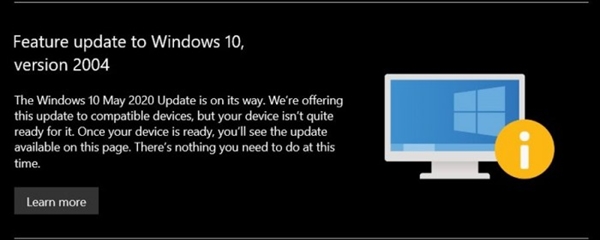 微软向无法升级Win10五月更新用户发送提醒通知：马上就位！