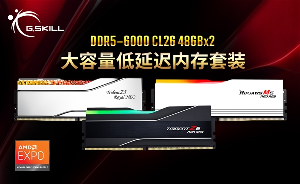大容量低延迟!芝奇首发DDR5-6000 CL26 96GB内存套装