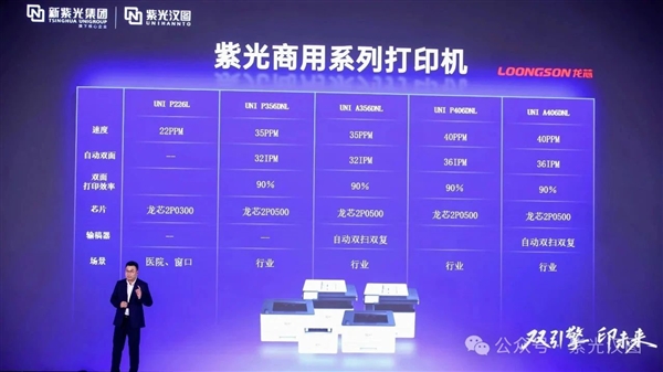 首发龙芯2P0300！紫光一口气发布10款打印机：全部国产芯片
