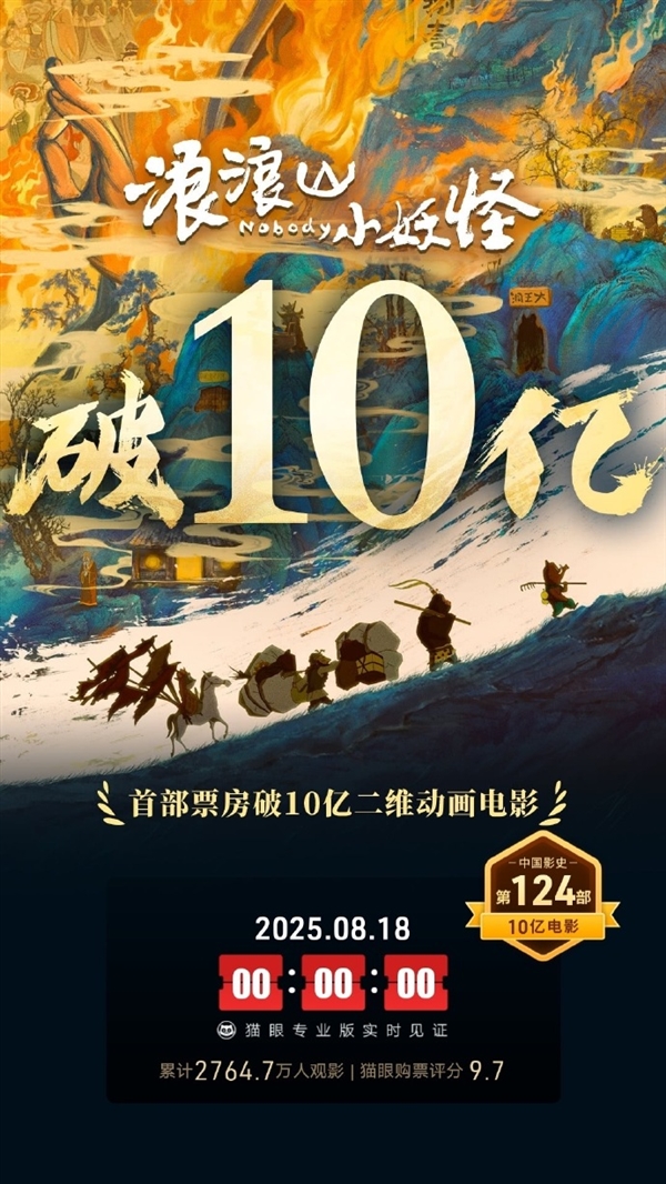 《浪浪山小妖怪》成中国影史首部票房破10亿二维动画电影